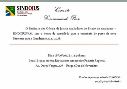 Convite Posse Diretoria Quadriênio 2022-2026